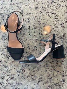New Cole Haan Leather “Josie”Block Heel Sandals with Ankle Strap 8.5 retail $160